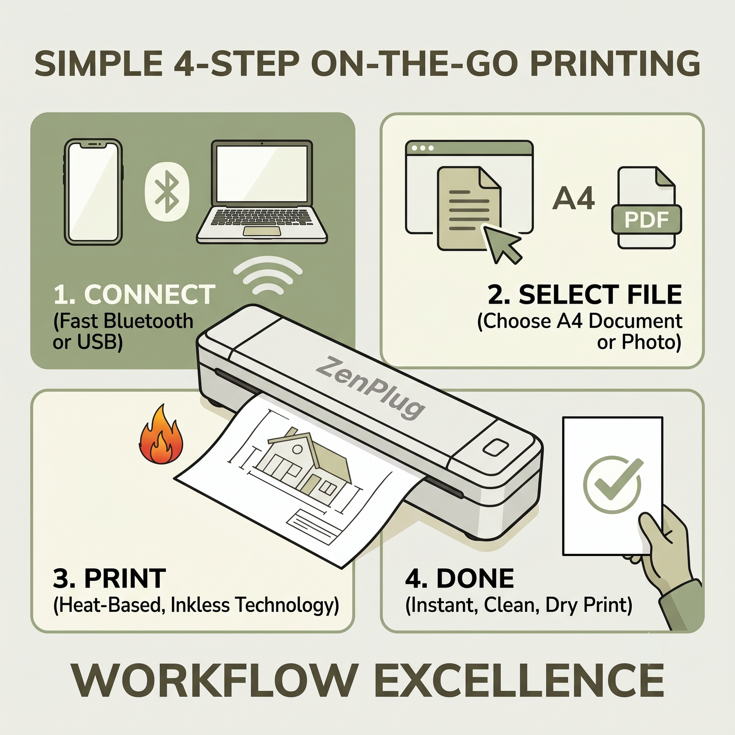 NomadPrint™ - Wireless Inkless A4 Printer